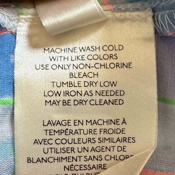 Anthropologie Pilcro Letterpress Cate Blue Neon Tie-Dye Plaid Button-Down Shirt - Picture 8 of 9